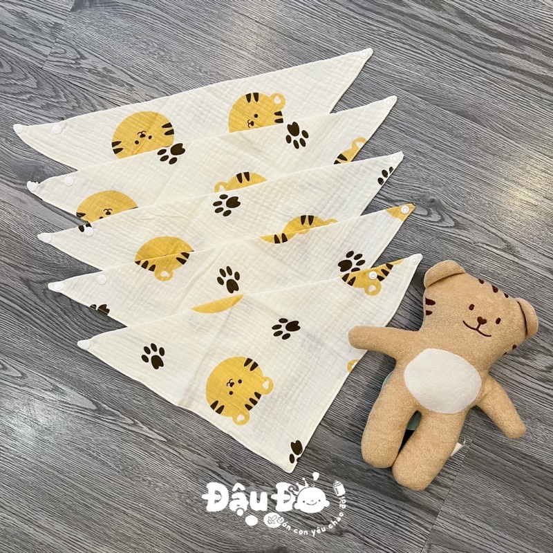 Set 5 Yếm Tam Giác Muslin Sợi Tre 4 Lớp