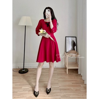 Đầm nhung tăm nơ đen