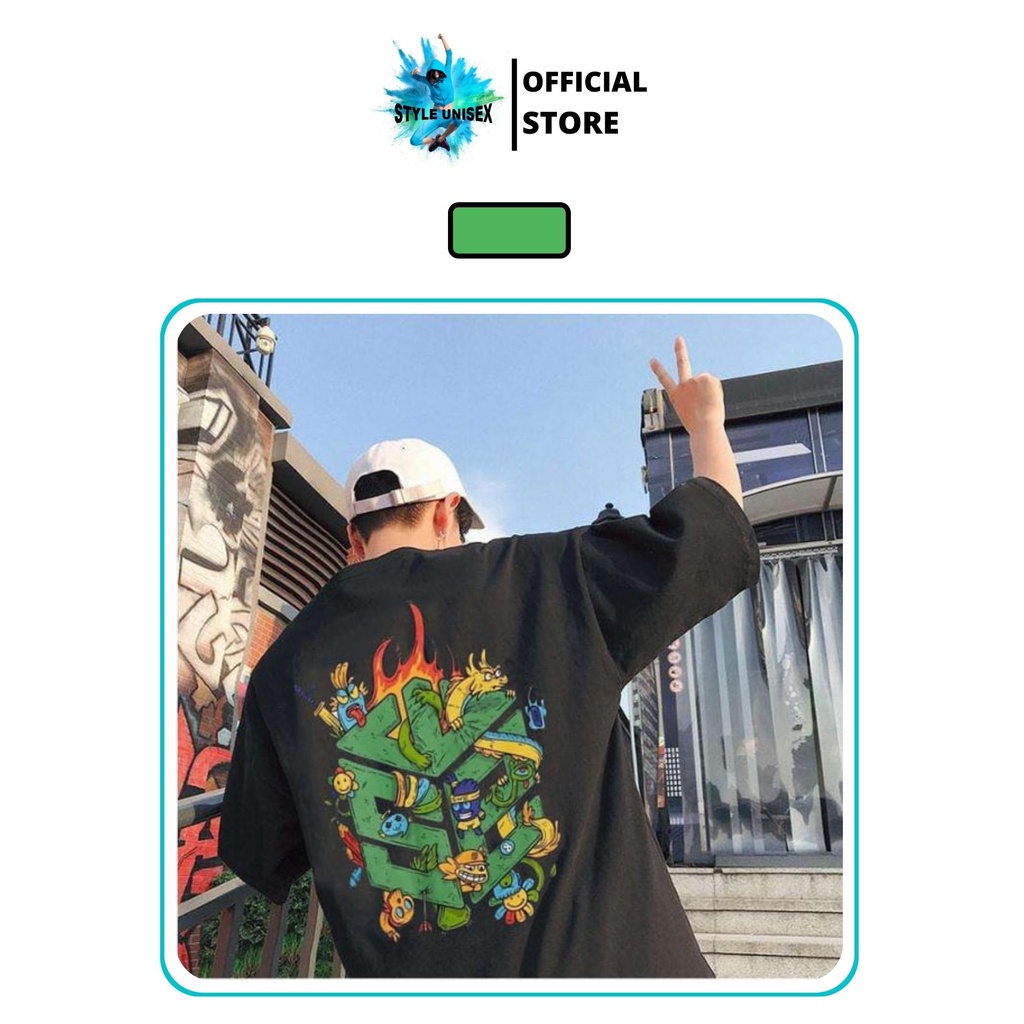 Áo thun nam swe nam nữ in hình rồng xanh freesize street wear phong cách chất cotton