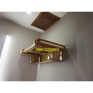 bàn thờ treo tường gỗ sồi kt 48x69 chí có bàn thờ
