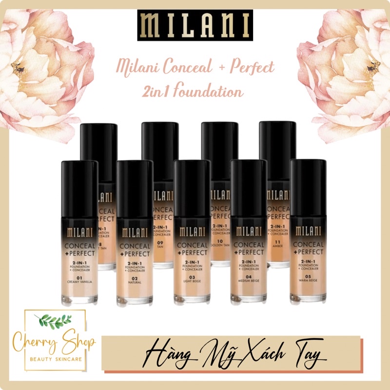 [Hàng Ý/BestSheler] Kem Nền Milani CONCEAL + PERFECT 2 In 1  Foundation + Concealer (30ml)