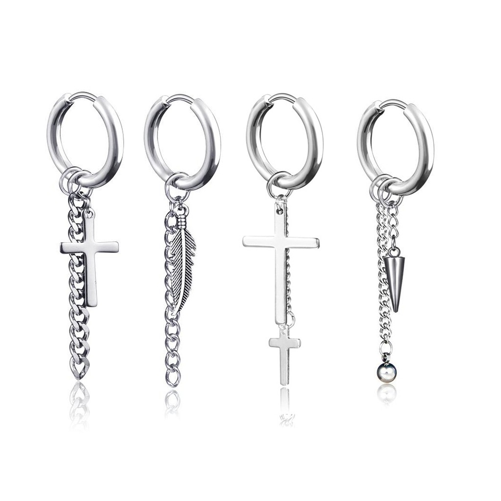 Khuyên Tai Inox không rỉ Dây Xích Dài Phong Cách Idol Hàn Quốc Kiểu Kẹp và Sỏ Lỗ Tai (1 chiếc) - XUÂN SHOP