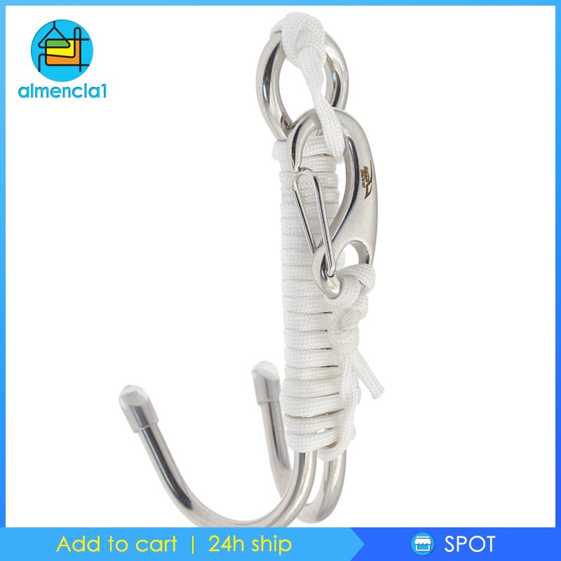 [ALMENCLA1] Diving Dual Reef Drift Hook Spiral Coil Strap Cord Stainless Steel