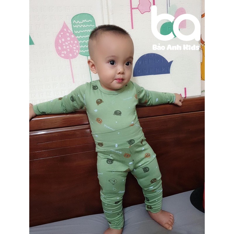 Bộ Dài Tay Cho Bé Trai Bé Gái Chất Thun Lạnh Mịn Mát Co Giãn Tốt Họa Tiết Gấu Panda Dễ Thương, Bộ Thu Đông Cho Bé -BDLC1