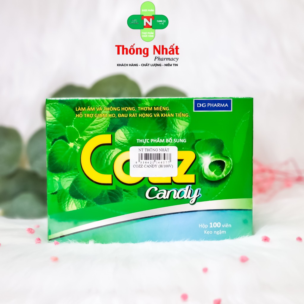 [CHÍNH HÃNG] - Kẹo Cozz Candy Ngậm Ho Thảo Dược Bạc Hà Hộp 100 Viên