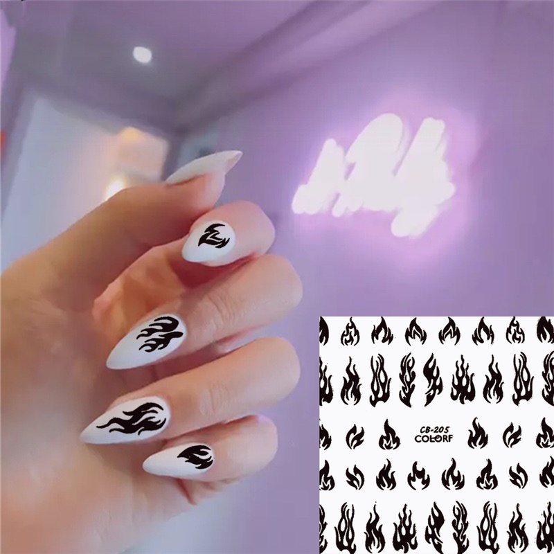 Miếng Dán Móng Tay Hiệu Ứng Lửa Lửa 3D Ba Chiều Tự Dính DIY