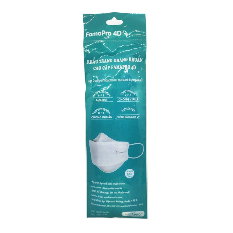 TÚI 5 CÁI] Khẩu trang y tế cao cấp kháng khuẩn 3 lớp Famapro 4D | BigBuy360 - bigbuy360.vn