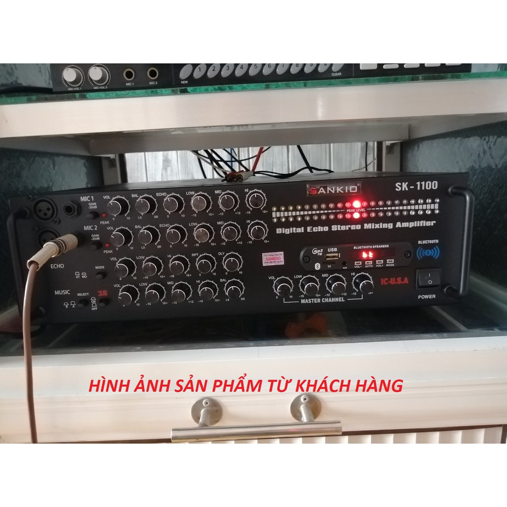 [Mã ELHACE giảm 4% đơn 300K] Amply Bluetooth SANKIO SK-1100 - Ampli Karaoke gia đình 8 sò Nhật lớn - Đèn nháy cực đẹp