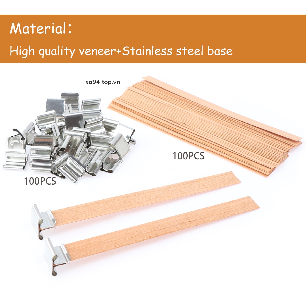 Xoitop Set 100 Lõi Nến Gỗ Tự Nhiên Kèm Giá Đỡ Sắt