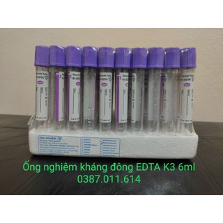 [COMBO 50 ỐNG] ỐNG NGHIỆM  EDTAK3 6ML CÓ ÁP LỰC ÂM LÀM PRP HOẶC XÉT NGHIỆM MÁU