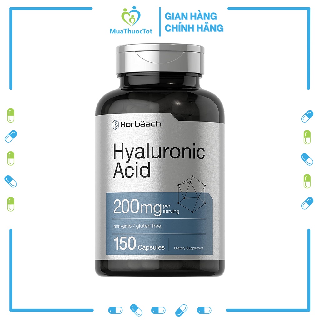 Horbaach Hyaluronic Acid 200mg - Viên uống hỗ trợ dưỡng ẩm cho khớp và da 150 viên