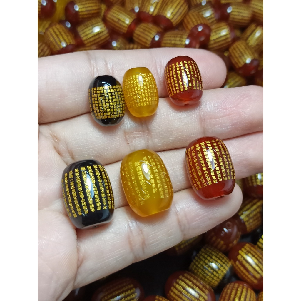 Lu thống mã não tự nhiên khắc tâm kinh 10x14mm và 13x17,5mm TUDO - màu đỏ, đen, vàng - có kiểm định