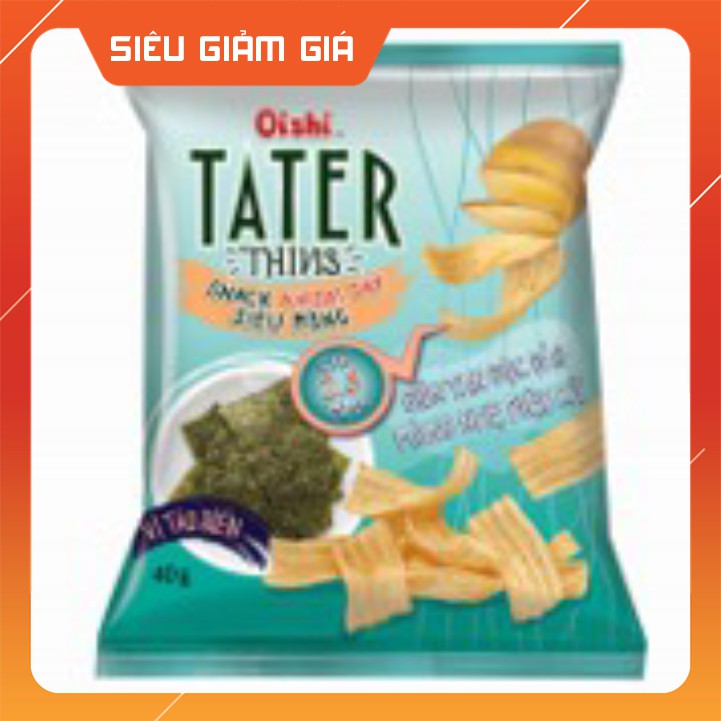 Bịch 10 gói Bim bim Snack Tater Thins Vị Tảo Biển 40g (Rẻ nhất  - Chất lượng - hàng date mới nhất)