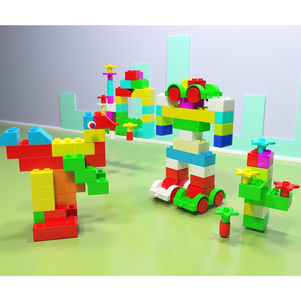 150 chi tiết xếp hình oto thông minh Stem tương thích Lego Duplo, nhựa ABS an toàn, made in Vietnam - Sachi kids 007