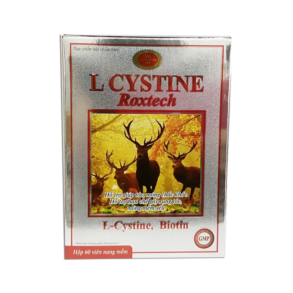 L-Cystine Roxtech bổ sung biotin khỏe tóc, mọc tóc nhanh, giảm gãy rụng tóc - 60 viên