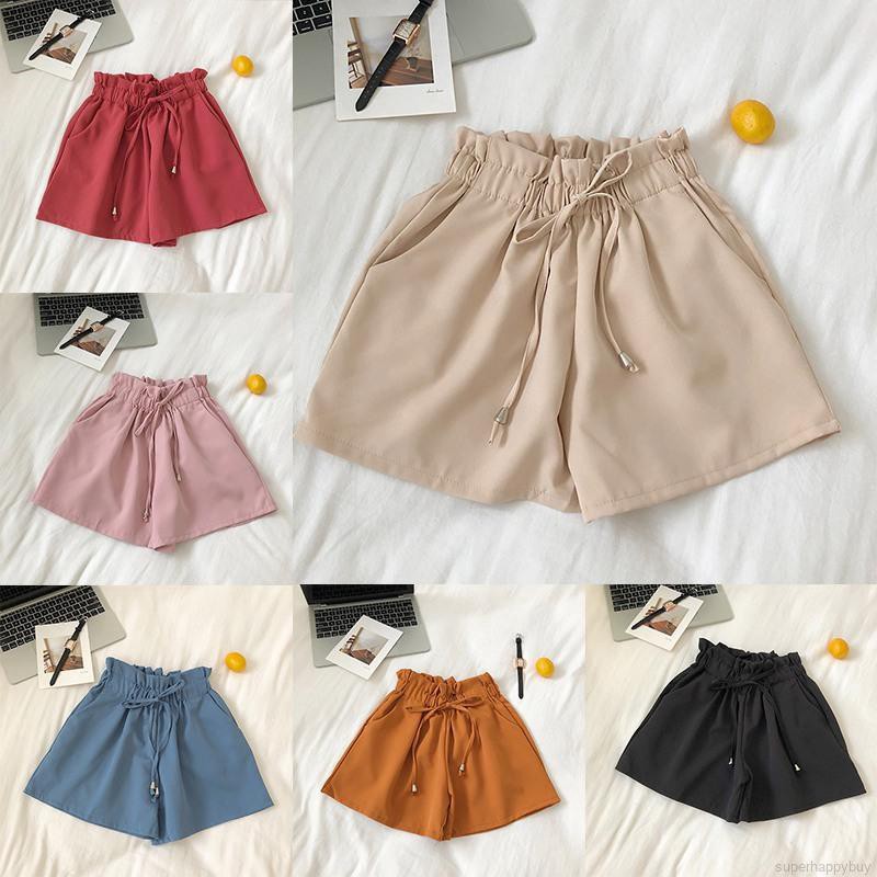 Quần short nữ ống rộng lưng cao