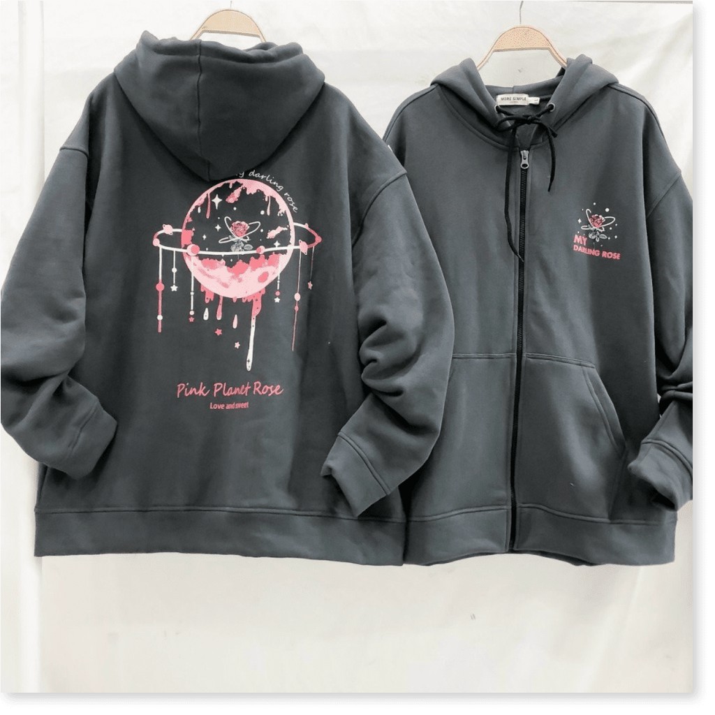 Áo khoác Hoodie Nữ Form Rộng Có Dây Déo in Hình Trend Super Fashion