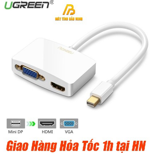 Cáp chuyển Mini DisplayPort to VGA + HDMI Ugreen 10427 (màu Trắng) - Hàng Chính Hãng