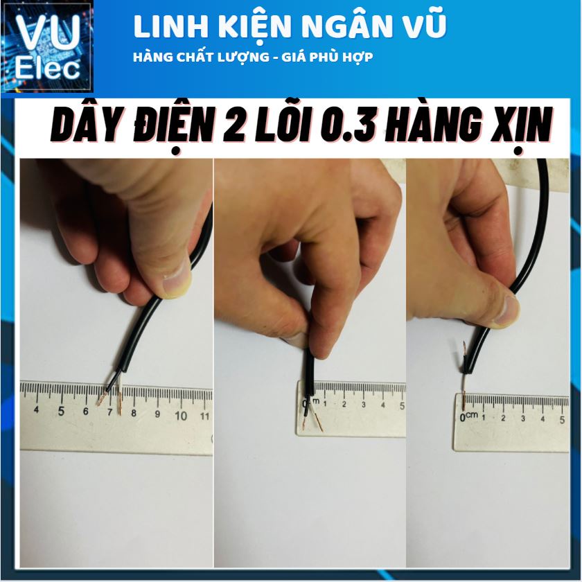 Dây điện đen tròn 0.3M 2 lõi 0.3MM Chất liệu dây Đồng 100% dây điện loại tốt