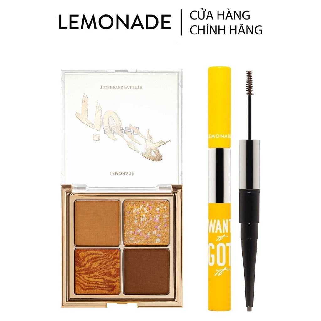 Combo Lemonade bảng phấn mắt SuperTiger Eyeshadow Mini Palette 8.8g và chì kẻ mày 2 đầu Want It Got It 2.75g