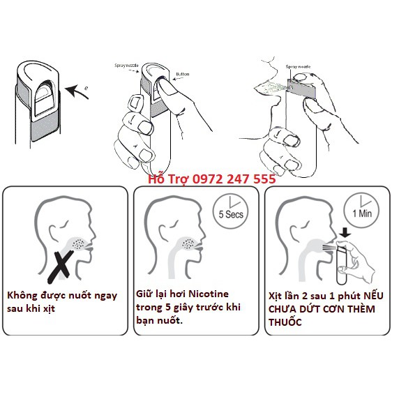 Chai xịt cai thuốc Nicorette Spray 1mg vị bạc hà loại 2 tuýp