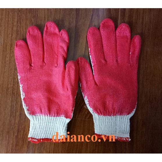 GĂNG TAY PHỦ NHỰA ĐỎ 40G , 50G - Hình Thật