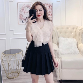 [Ảnh thật] Chân váy dạ xếp ly