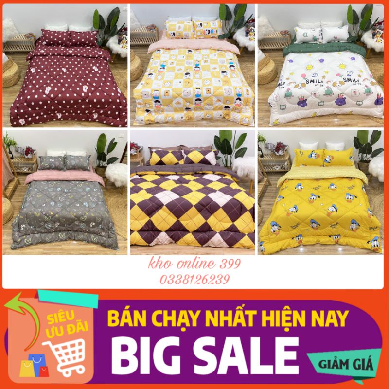[RẺ VÔ ĐỊCH] set (bộ) chăn ga gối nệm chăn phao trần poly cotton kích thước m6, m8, 2mx2m2, ga trải giường, vỏ gối