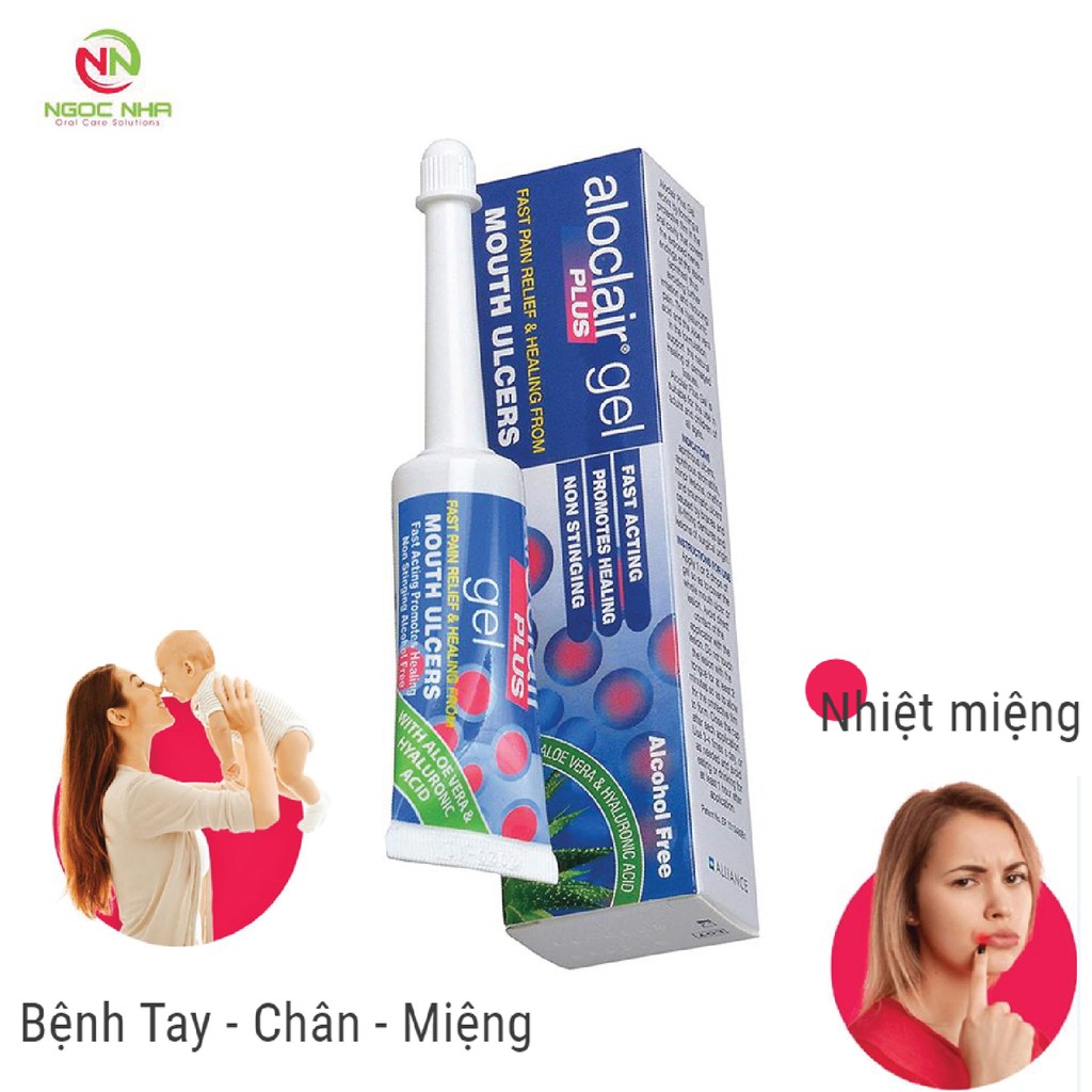 Gel bôi viêm nha chu, nhiệt miệng, dùng được cho trẻ từ 2 tháng tuổi, phụ nữ mang thai Aloclair 8g/ Ý