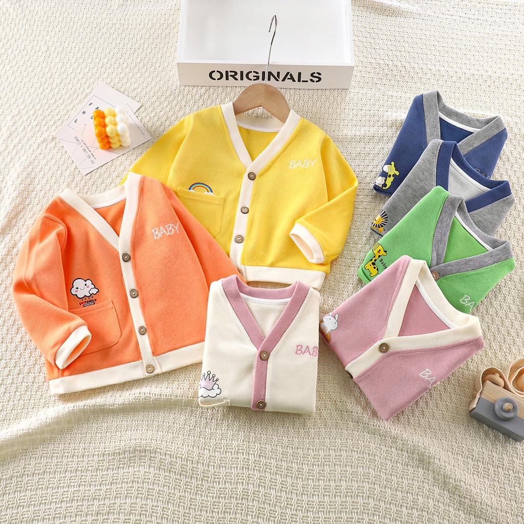 Áo Khoác Cardigan Dệt Kim Cổ Chữ V Dài Tay 60