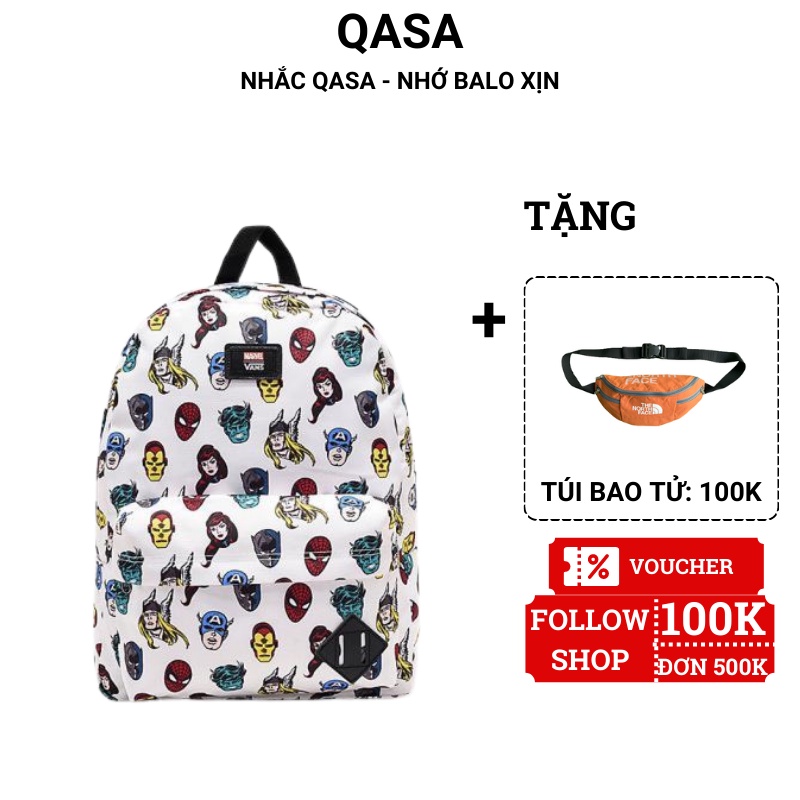 Balo, cặp đi học đi làm nam nữ thời trang phong cách Hàn quốc chống thấm họa tiết marvel QASA
