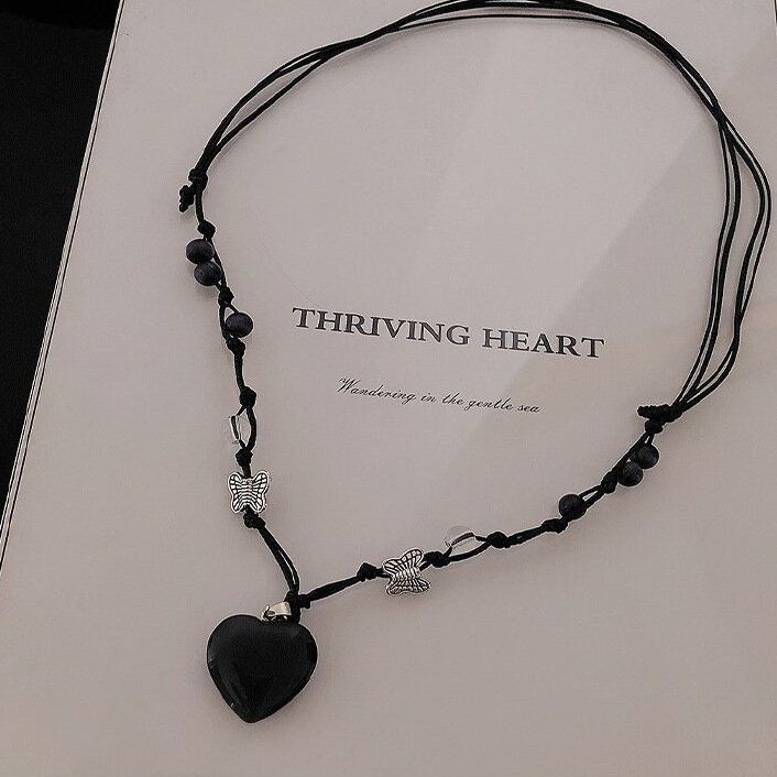 ☼Dây Chuyền Mặt Hình Trái Tim Đính Đá Opal Phong Cách Hàn Quốc Cổ Điển Thời Trang