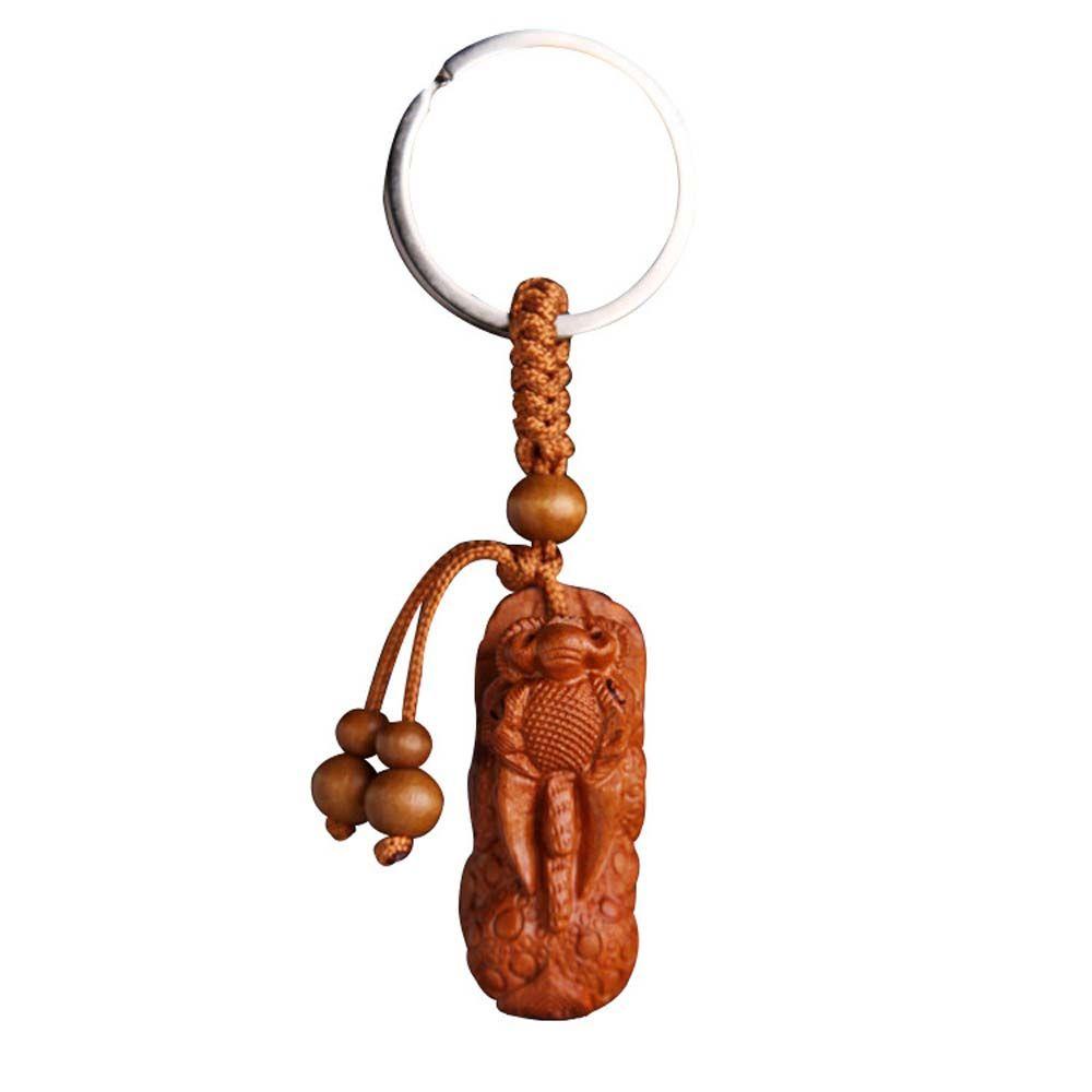 Móc Khóa May Mắn Khắc Gỗ Thủ Công Hình Phật Giáo Dễ Thương