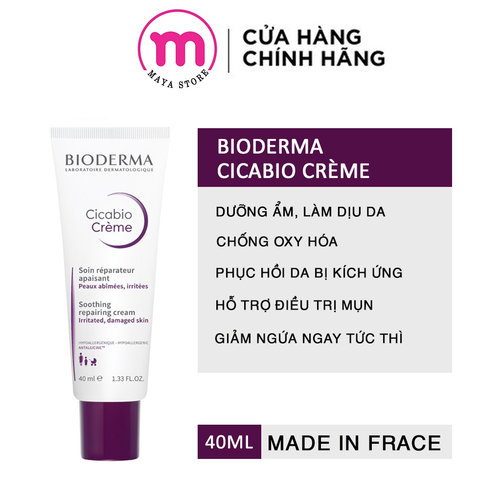 Kem dưỡng Bioderma Cicabio Creme 40ml - 100ml tím