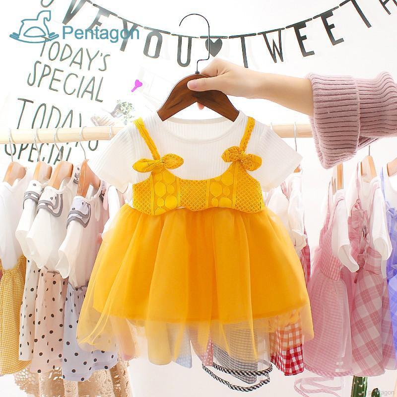 Đầm Bé Gái 2 Lớp Phối Lưới