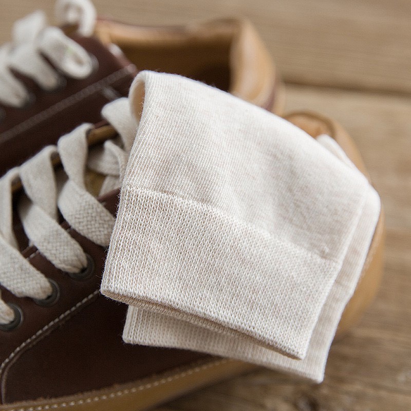 Vớ Cổ Cao Nam Nữ Tất Trơn 100% Cotton Co Giãn Tốt Thấm Mồ Hôi