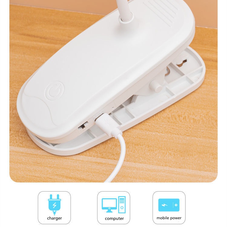 Đèn bàn đọc sách LED có thể được kẹp lại và có thể sạc lại, thích hợp làm đèn ngủ phòng ngủ văn phòng sinh viên