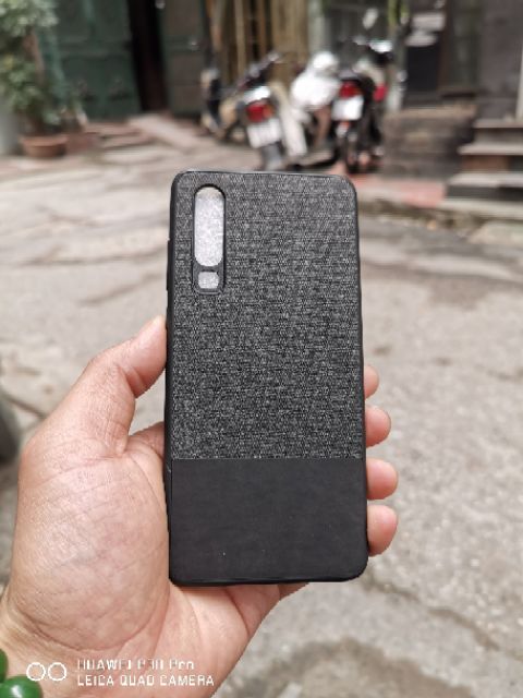 Ốp lưng Silicon mềm lưng da kết hợp vải cho Huawei P30