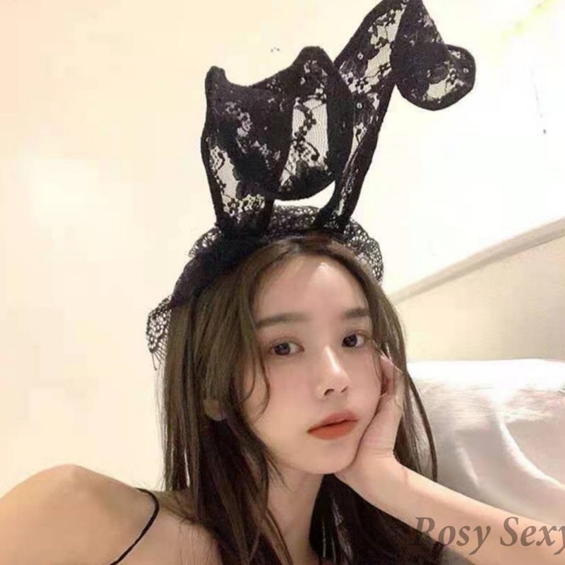 Bờm tai thỏ liền mặt nạ ren hoá trang tiểu thư mèo - Tai #5