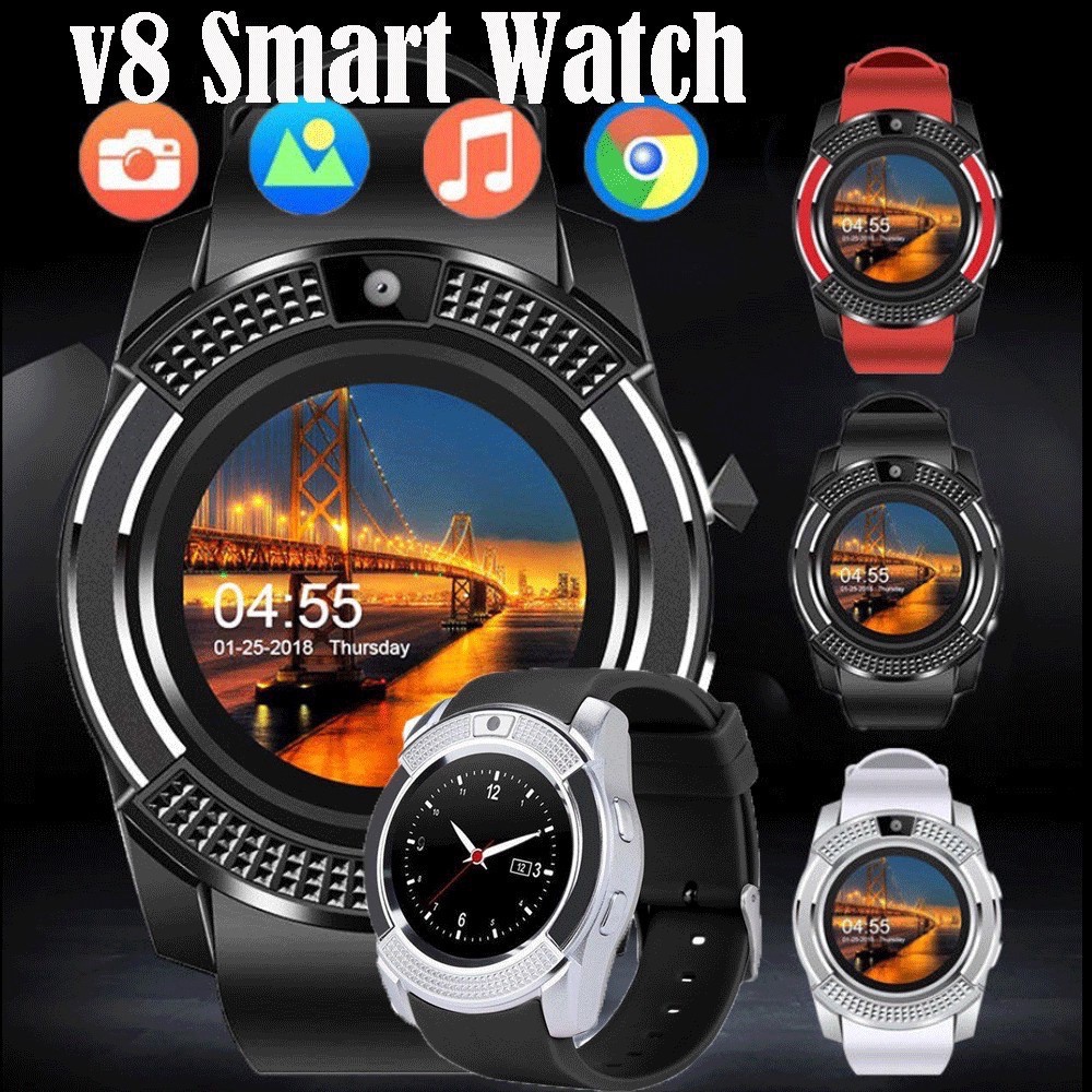 [Mã 2404EL10K giảm 10K đơn 20K] Đồng hồ thông minh SMARTWATCH V8 màn hình cảm ứng có hỗ trợ gắn SIM và thẻ nhớ