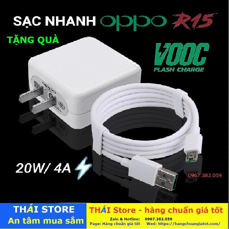 Bộ sạc Siêu nhanh OPPO R15 chính hãng, công suất 20W - VOOC 3.0, chân USB to Micro (mã SA08)- Bảo hành 6 tháng