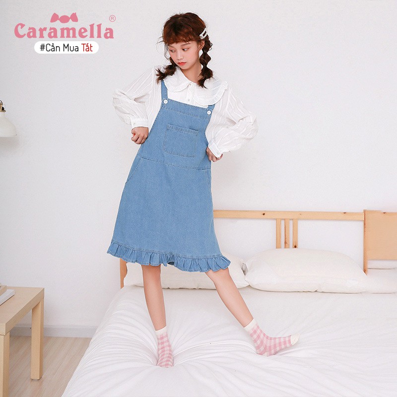 Tất nữ cổ ngắn caramella mùa thu đông set 3 đôi kèm hộp hoặc túi zip, vớ nữ cổ ngắn cotton co dãn thêu hình dễ thương