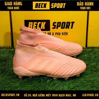 Giày Bóng Đá TQ Predator 18+ Hồng Cao Cổ Không Dây FG