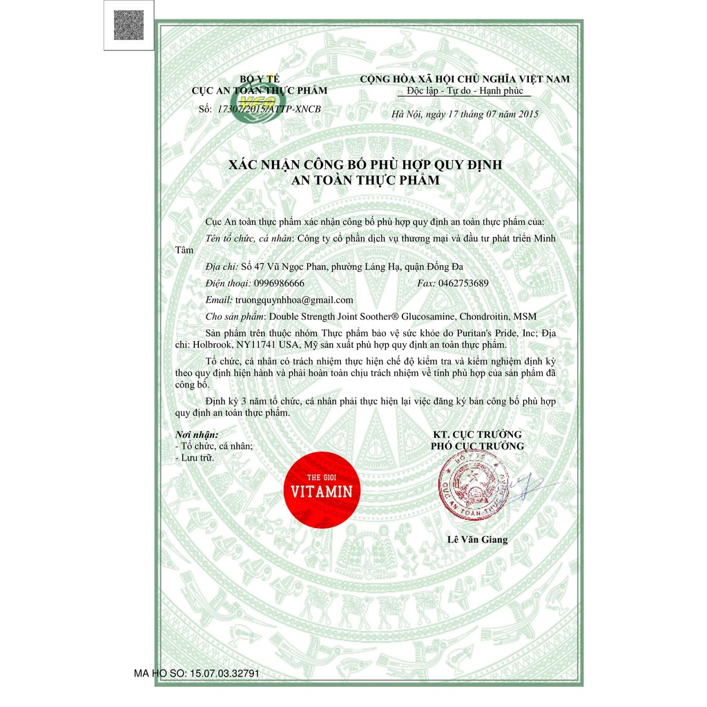 Viên uống xương khớp TRIPLE STRENGTH Glucosamine, Chondroitin & MSM Joint Soother® 60 viên - Mỹ