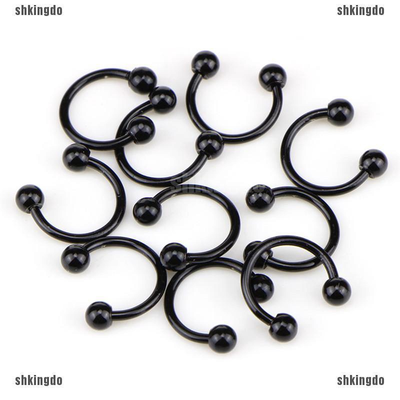 Bộ 10 khuyên xỏ tai/mũi/môi hình móng ngựa bằng thép không gỉ