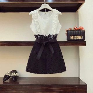 Set áo + quần ren đen trắng