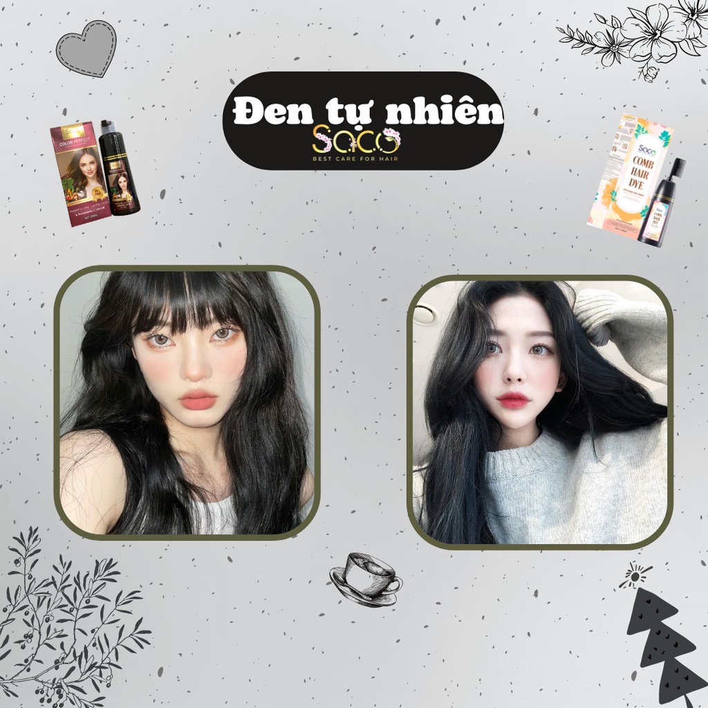 Dầu gội nhuộm tóc Đen tự nhiên SACO Natural Black từ thảo dược thiên nhiên không gây khô xơ tóc