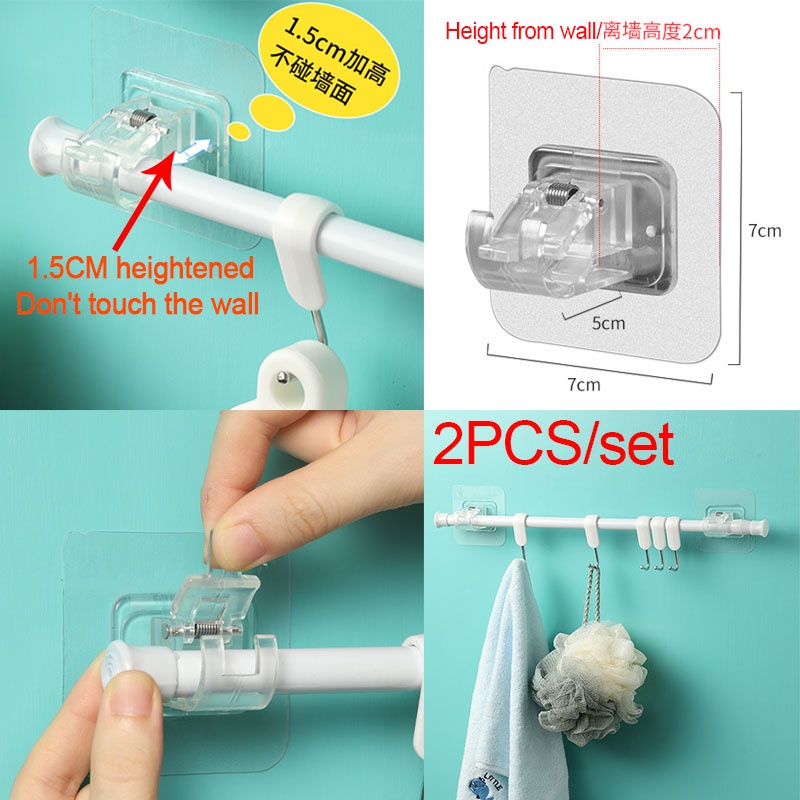 Móc treo thanh rèm cửa gắn tường không cần đục lỗ dễ sử dụng