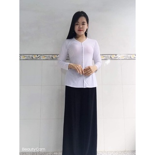 Bộ áo bà ba trơn kèm quần đen