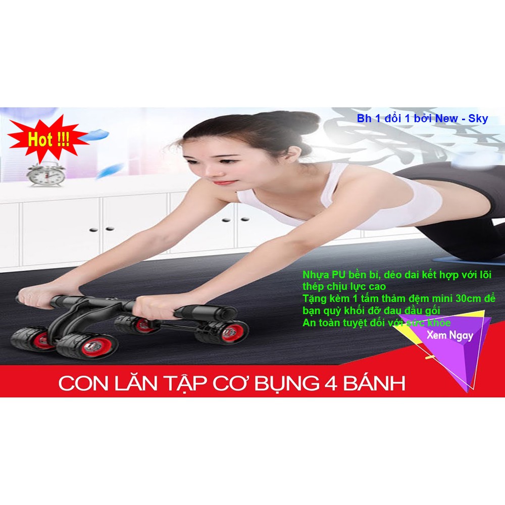 Con Lăn Tập Cơ Bụng 4 Bánh NSK-168 Mẫu Mới 2019, Giúp Giảm Mỡ Và Săn Chắc Vùng Bụng